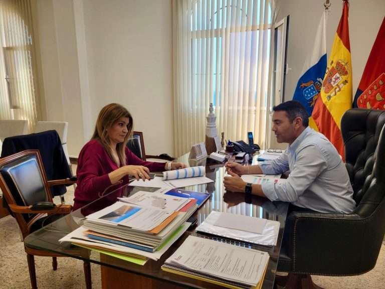 El presidente, Oswaldo Betancort, junto a la consejera de Hacienda, Mari?a Jesu?s Tovar