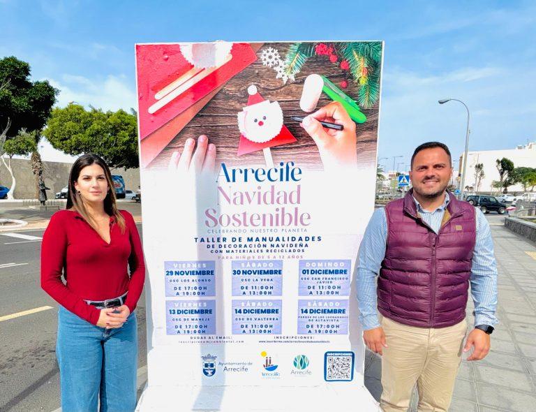 El alcalde Yonathan de León y la concejala de Medio Ambiente, Davinia Déniz, presentan estos talleres de decoración navideña con material reciclado