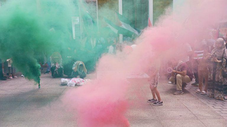 Performance en protesta por el genocidido en Gaza