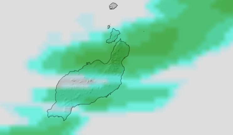 Mapa meteorológico de la isla de Lanzarote durante la alerta