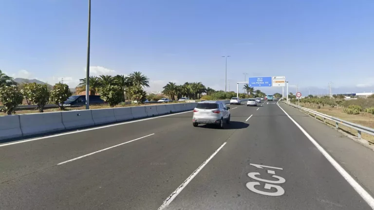 Imagen de la autopista GC-1 entre Telde e Ingenio, en sentido norte