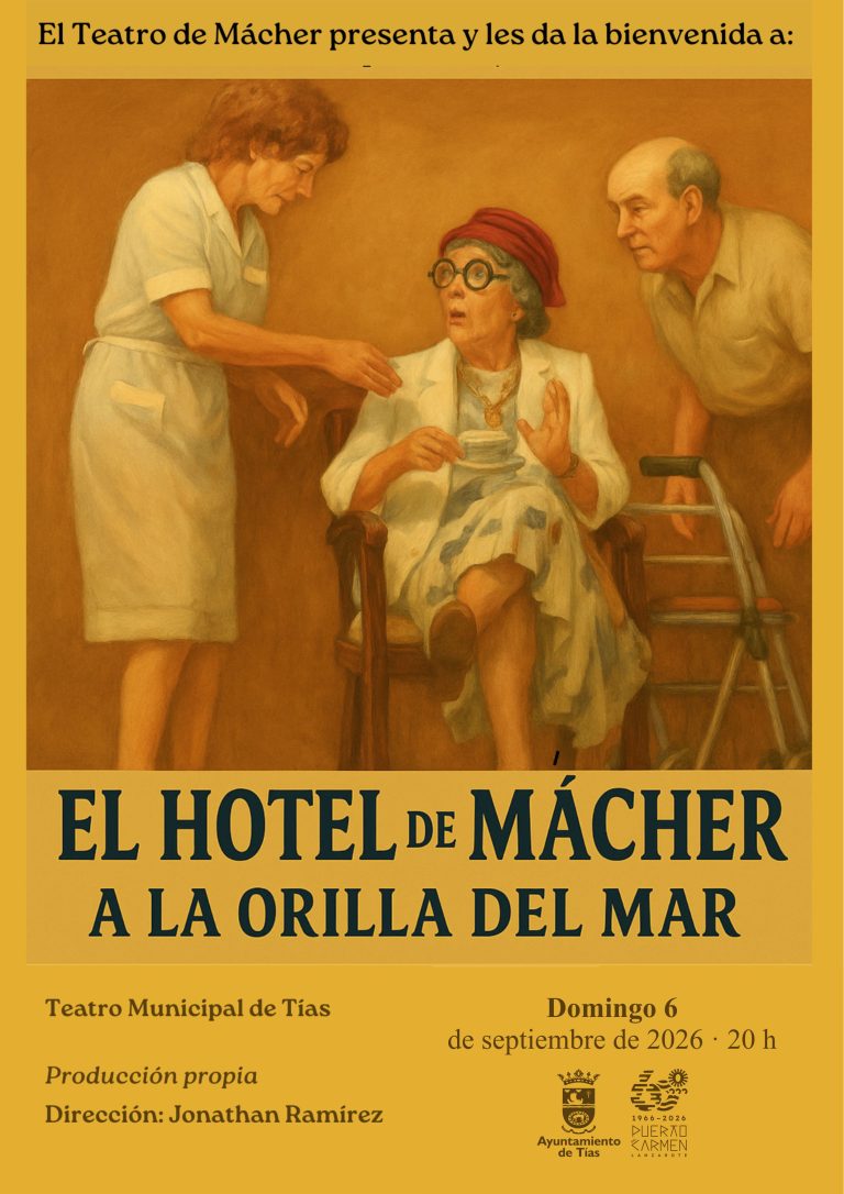 Intérpretes del Grupo de Teatro de Mácher durante la comedia El Hotel de Mácher, a la orilla del mar