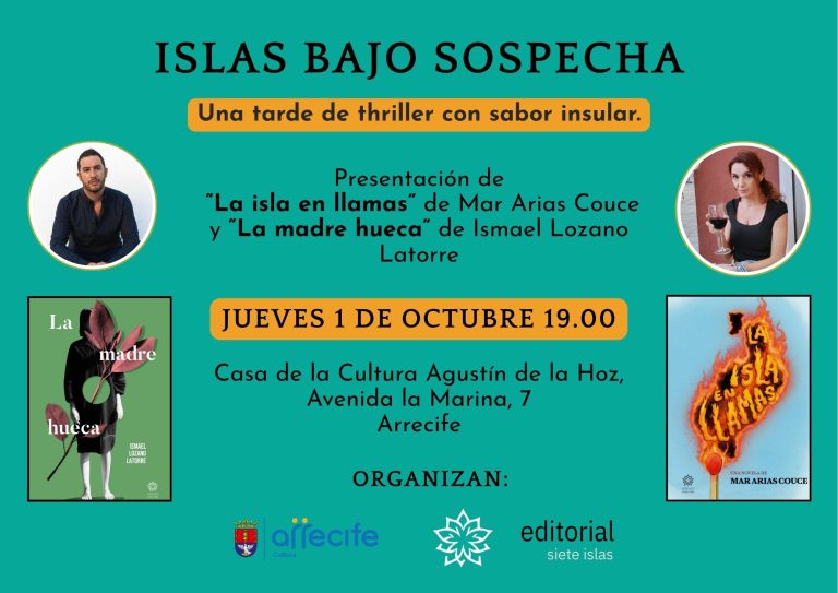 Cartel del encuentro literario Islas bajo sospecha en Arrecife
