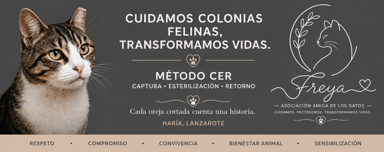 Cartel de la campaña del método CER para el cuidado de las colonias felinas de Haría