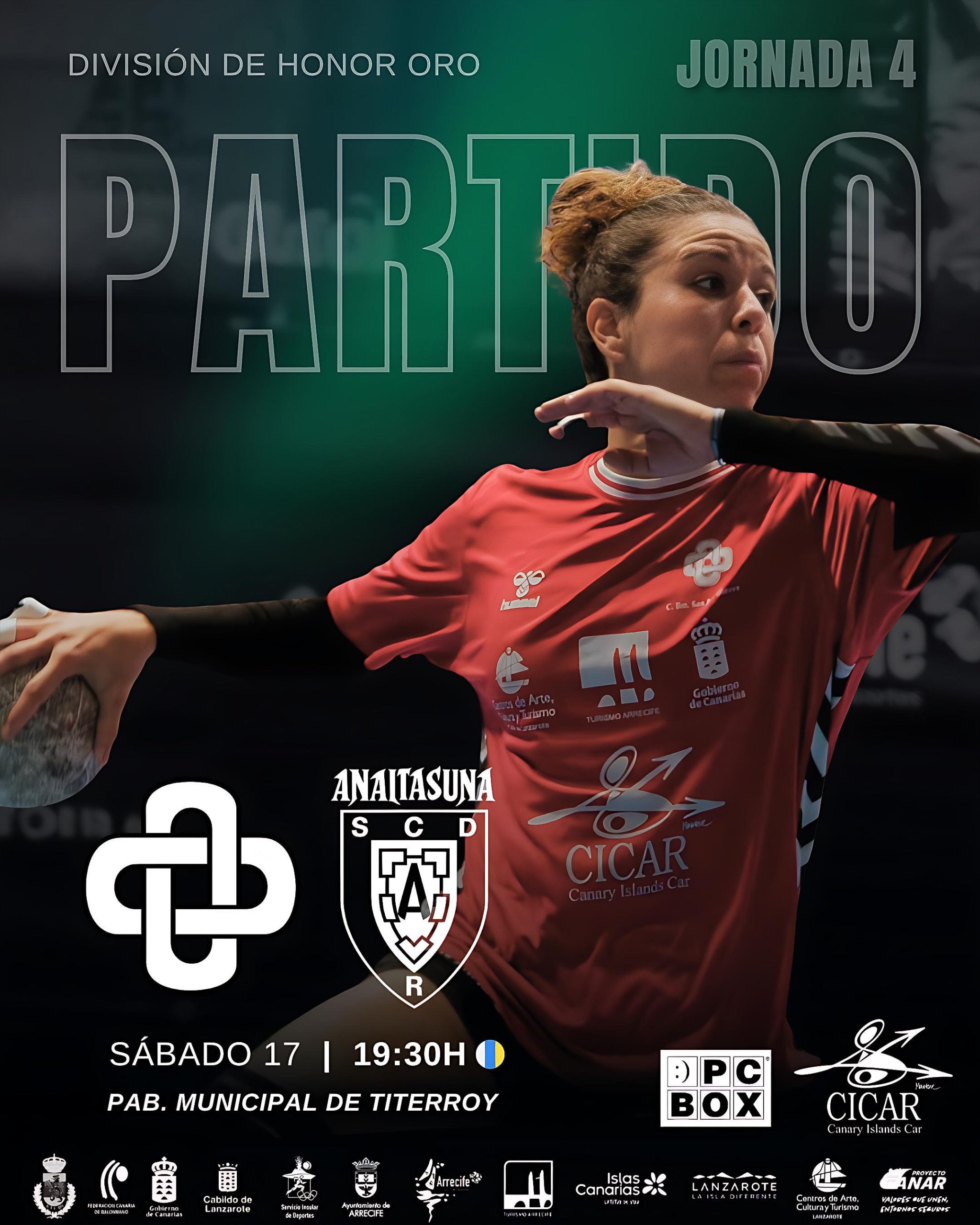 Cartel oficial del partido CICAR Lanzarote Ciudad de Arrecife–Anaitasuna del sábado 17 a las 19:30 en Titerroy