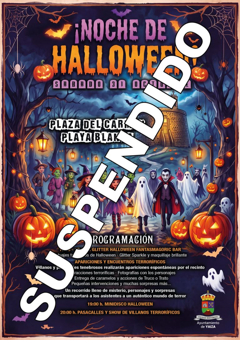 Cartel oficial que anuncia la suspensión del Halloween del 31 de octubre en Playa Blanca