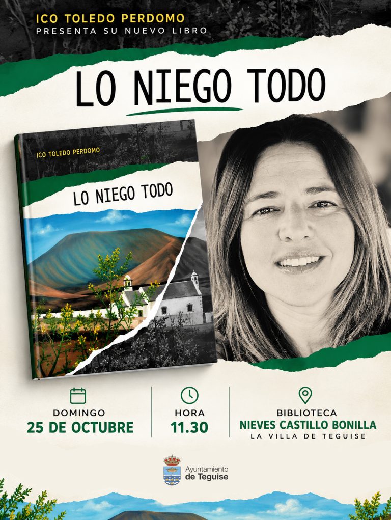 Cartel de la presentación de Lo Niego Todo, de Ico Toledo, en la Biblioteca Nieves Castillo Bonilla