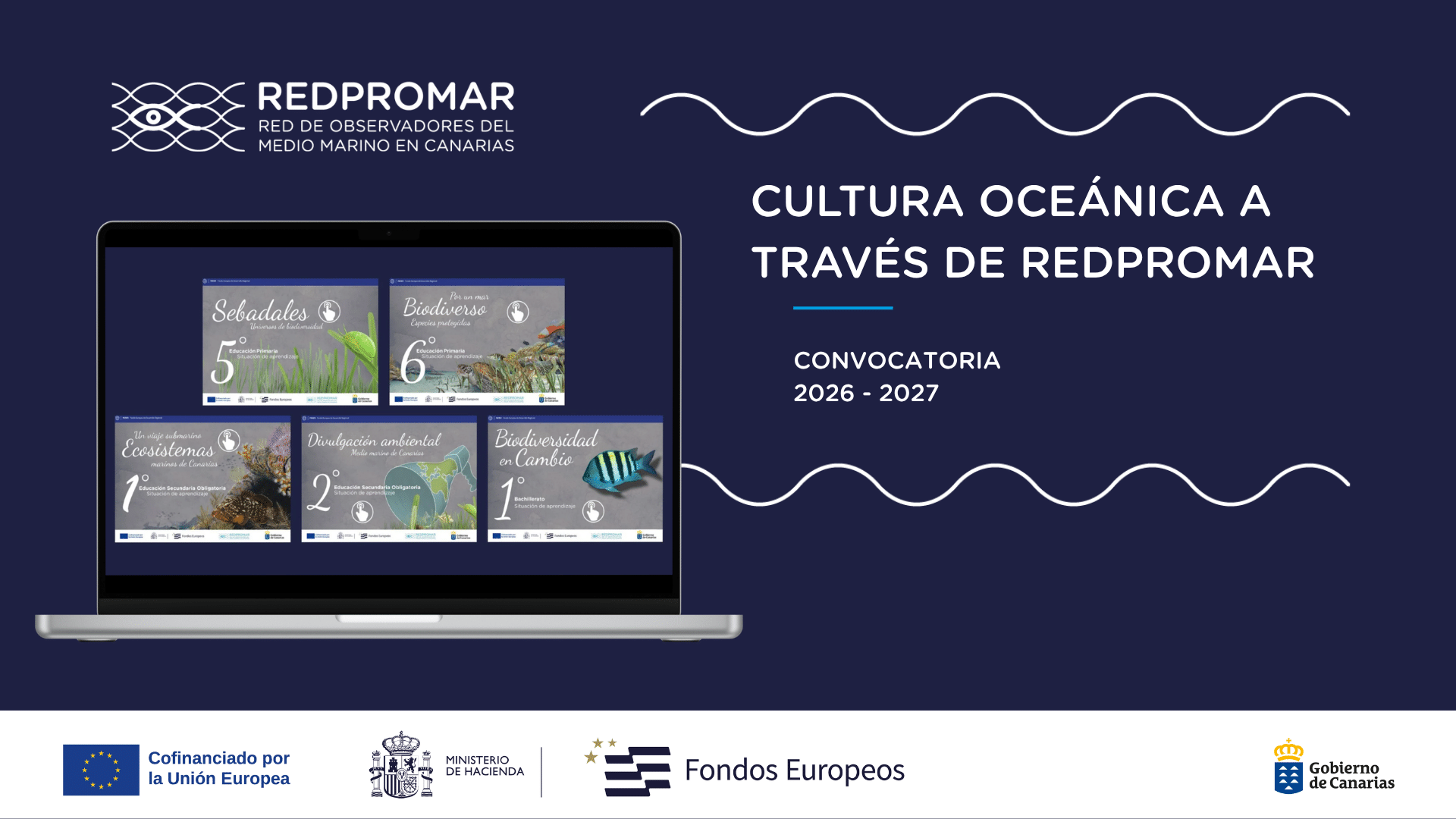 Cartel de la convocatoria 2026-2027 de Cultura oceánica a través de RedPROMAR