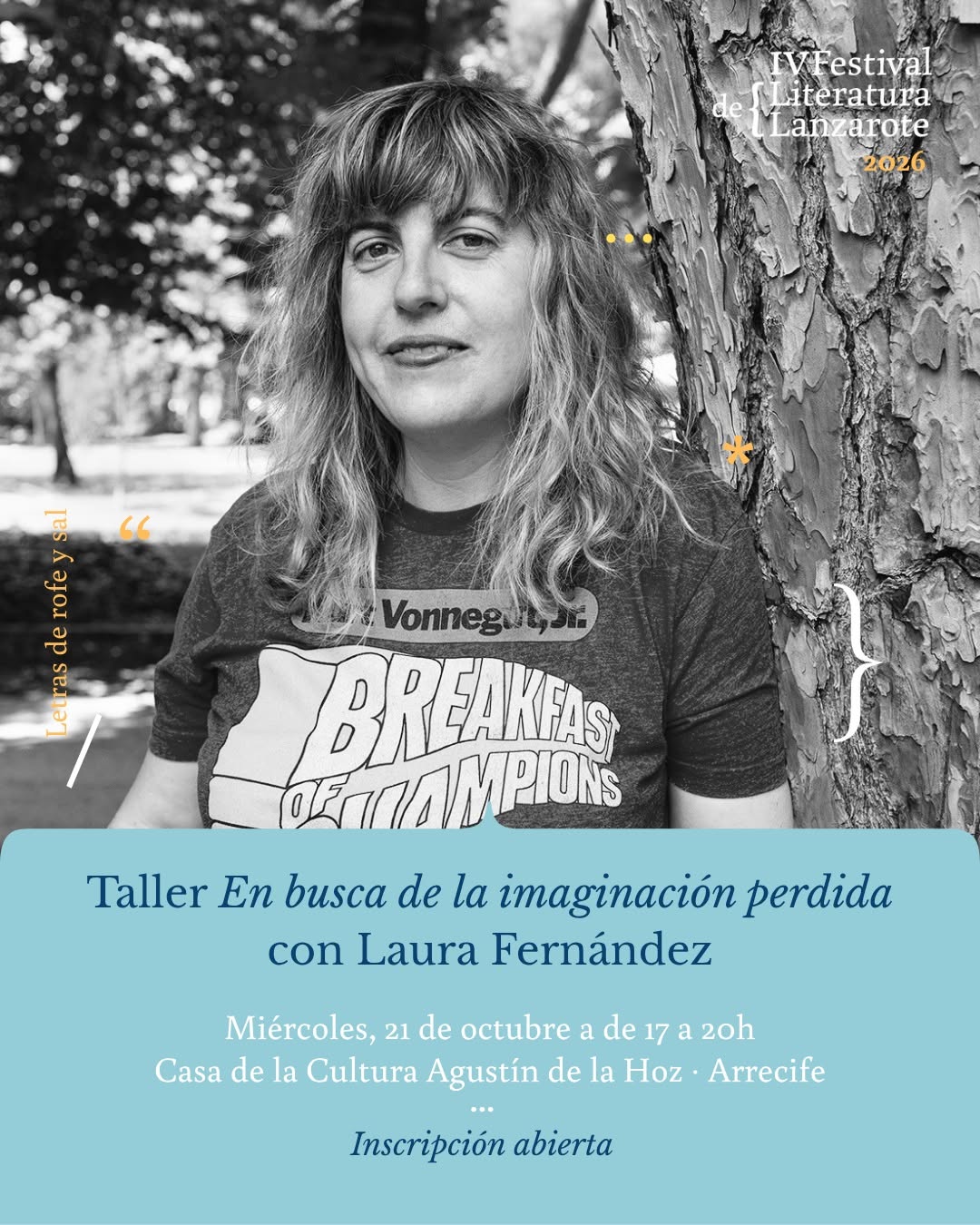 Laura Fernández, responsable del taller En busca de la imaginación perdida del Festival de Literatura de Lanzarote